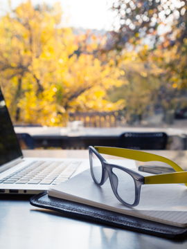 herfst vanbeek laptop met bril